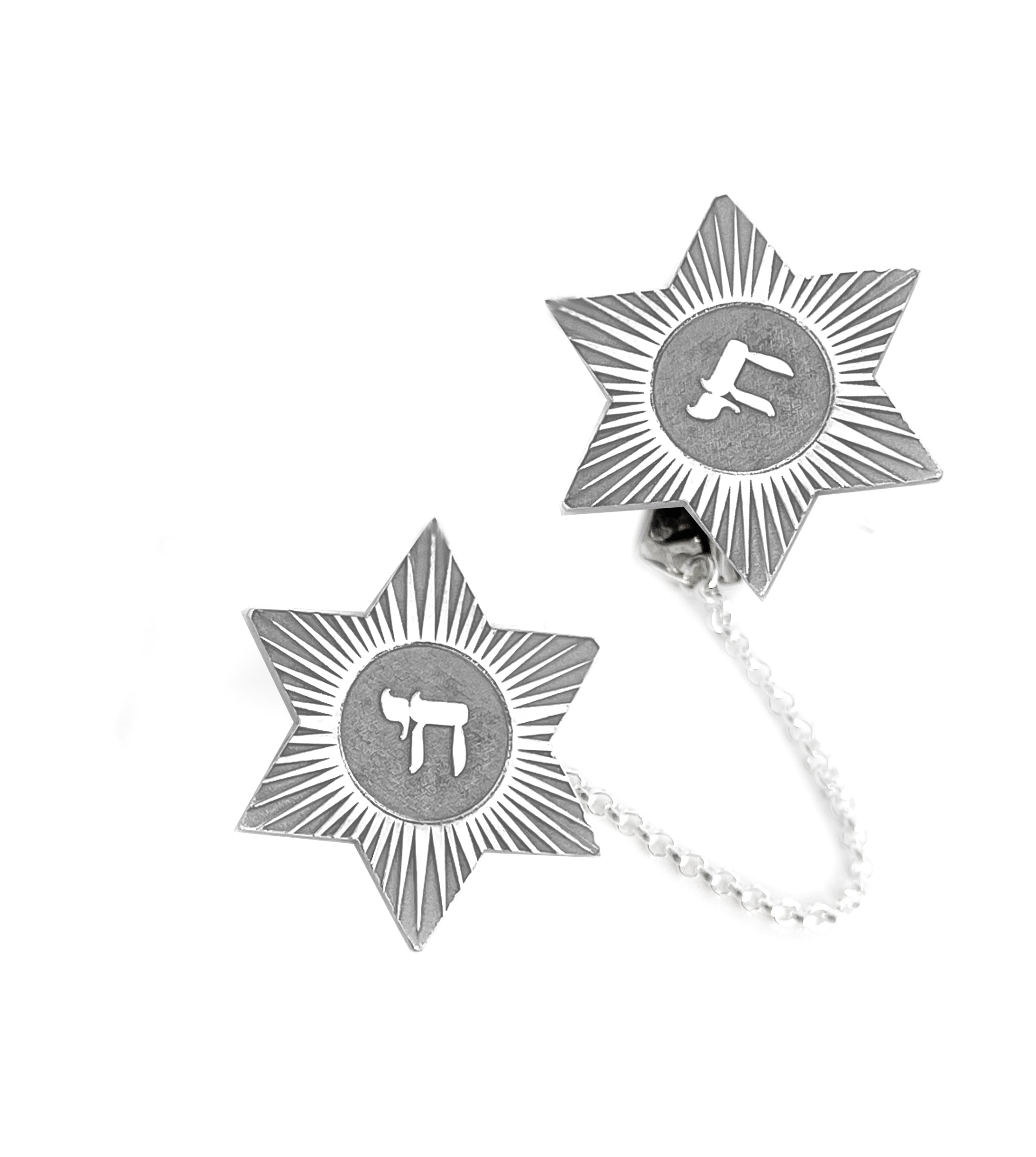 Chai Star of david Tallit Clips