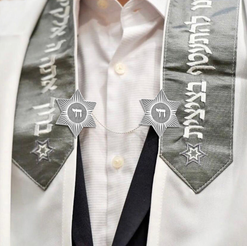 Chai Star of david Tallit Clips