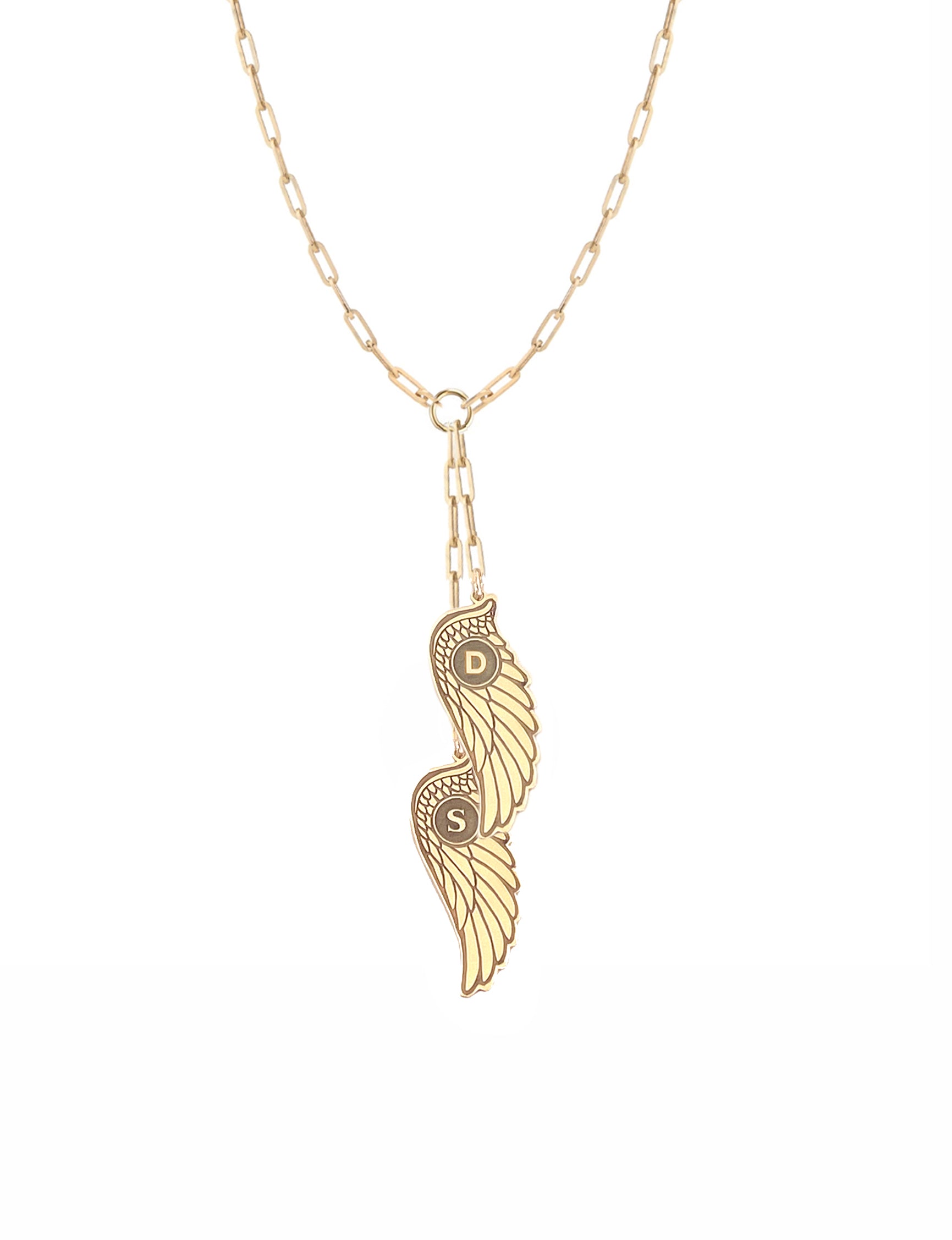 Wing Initial Paperclip Lariat