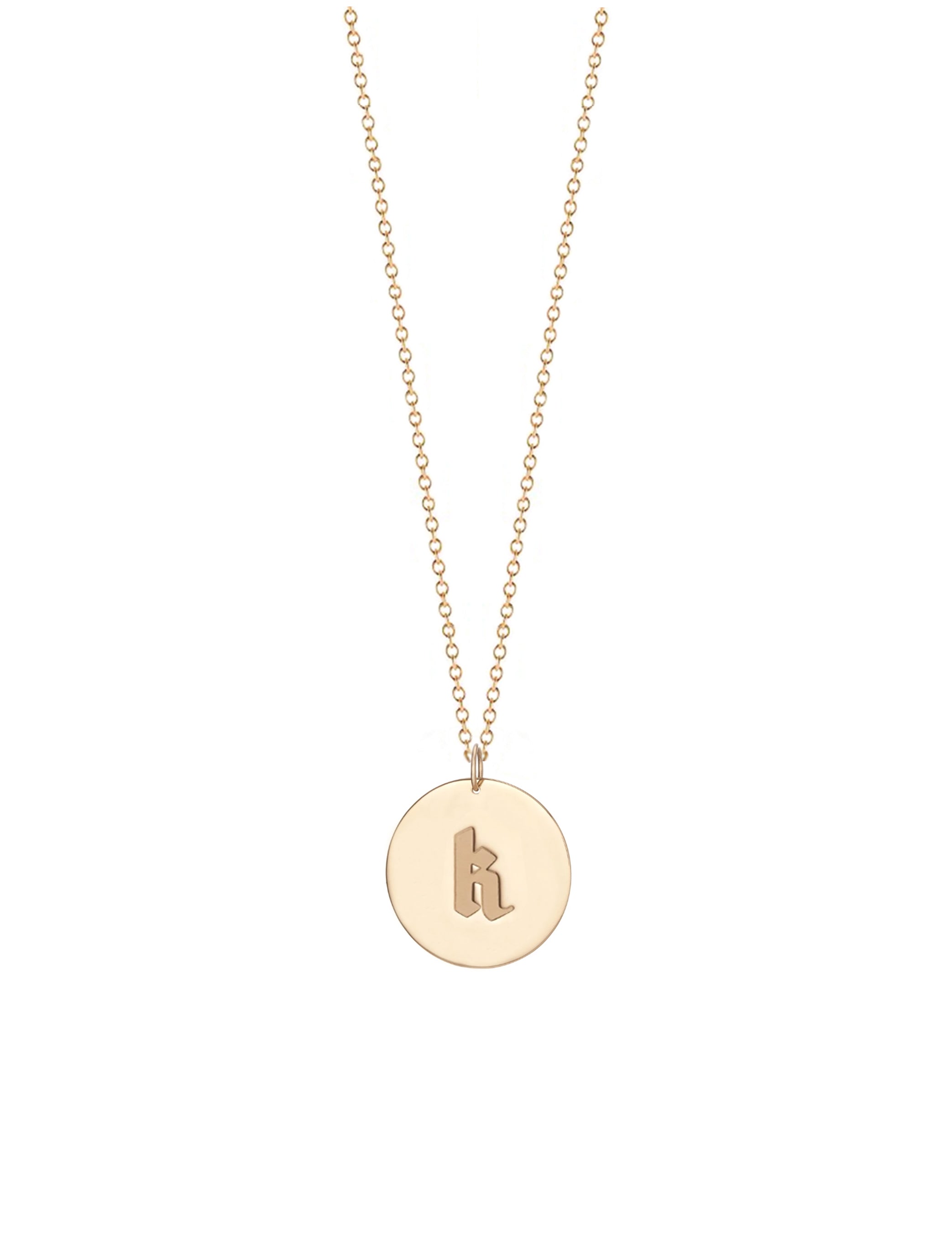 Gothic Initial Round Charm Necklace
