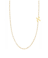 Hebrew Side Initial Paperclip Necklace