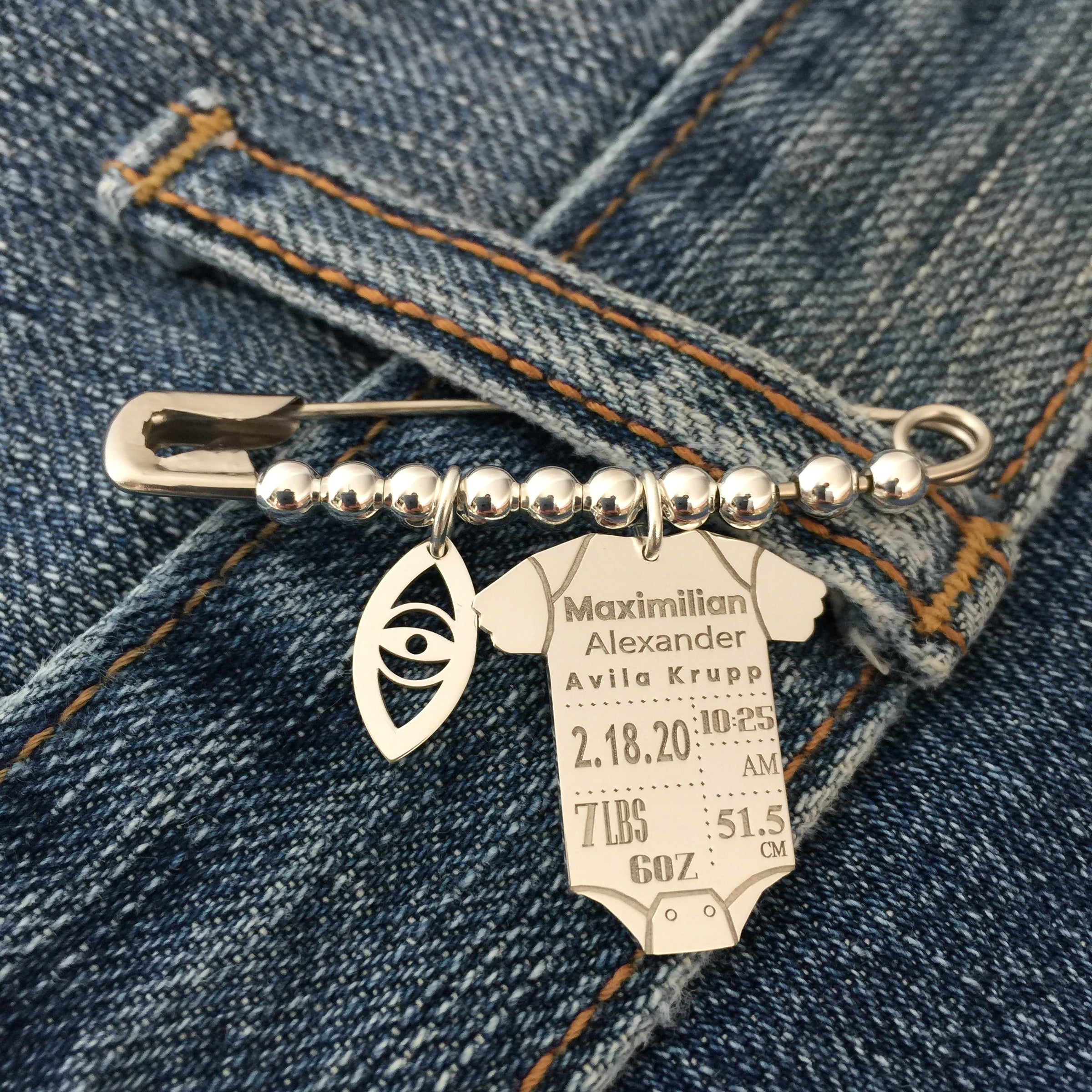 Custom Baby Onesie and Evil Eye Pin