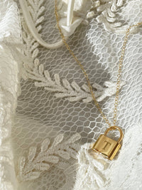 Padlock Modern Initial Charm Necklace