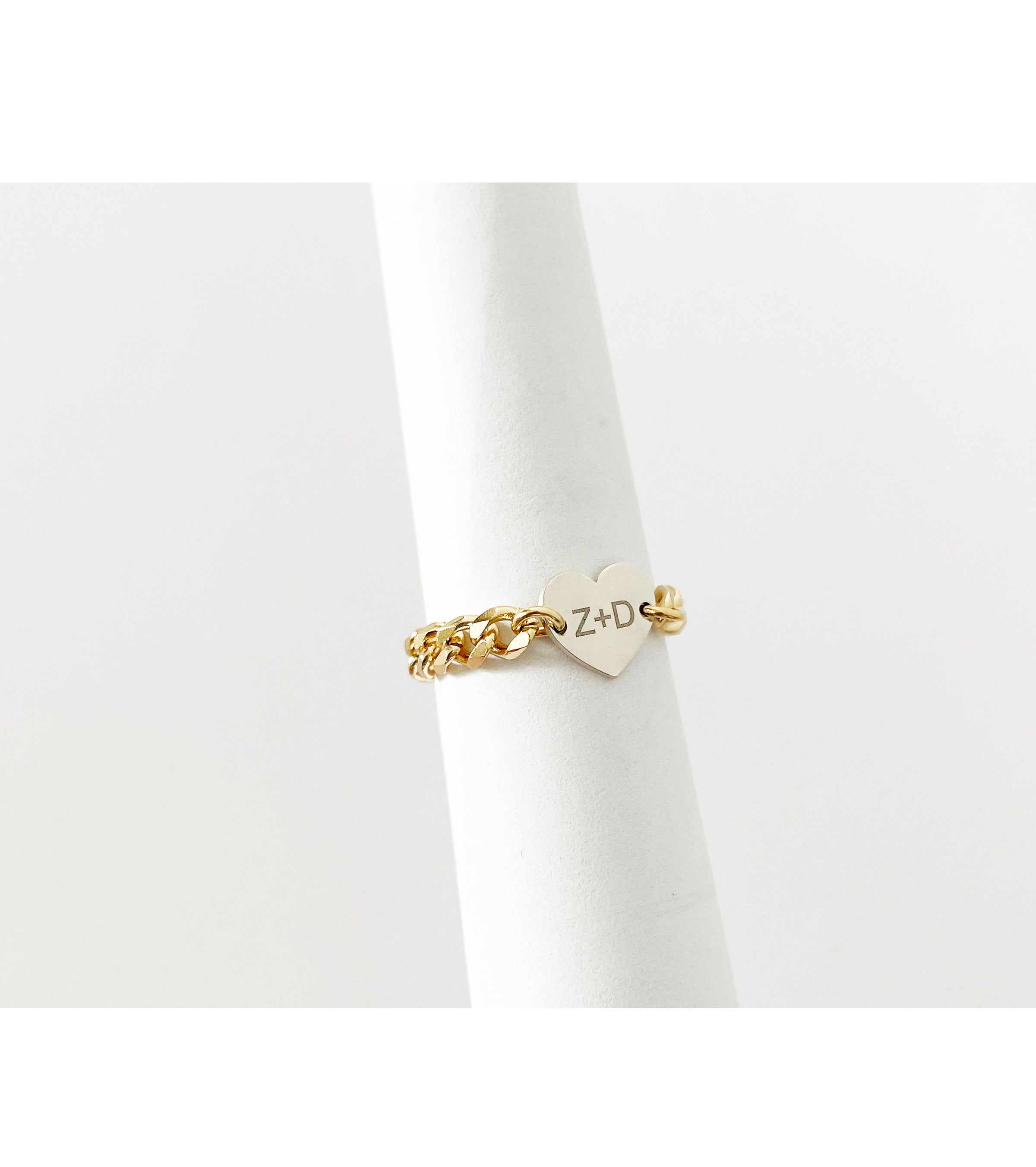 Milena Heart Personalized Cuban Chain Ring