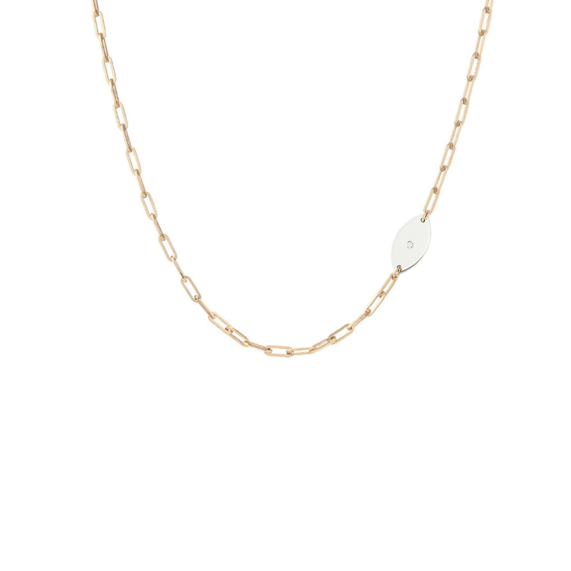 Dani Evil Eye Diamond Paperclip Necklace