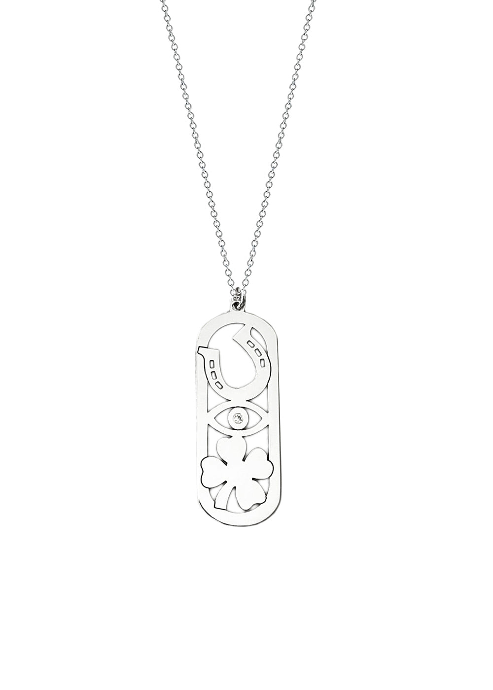 Shaked Diamond Four Leaf Clover Pendant Necklace