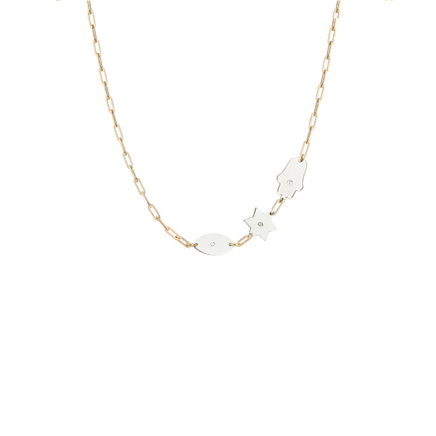 Dani Symbols Diamond Paperclip Necklace