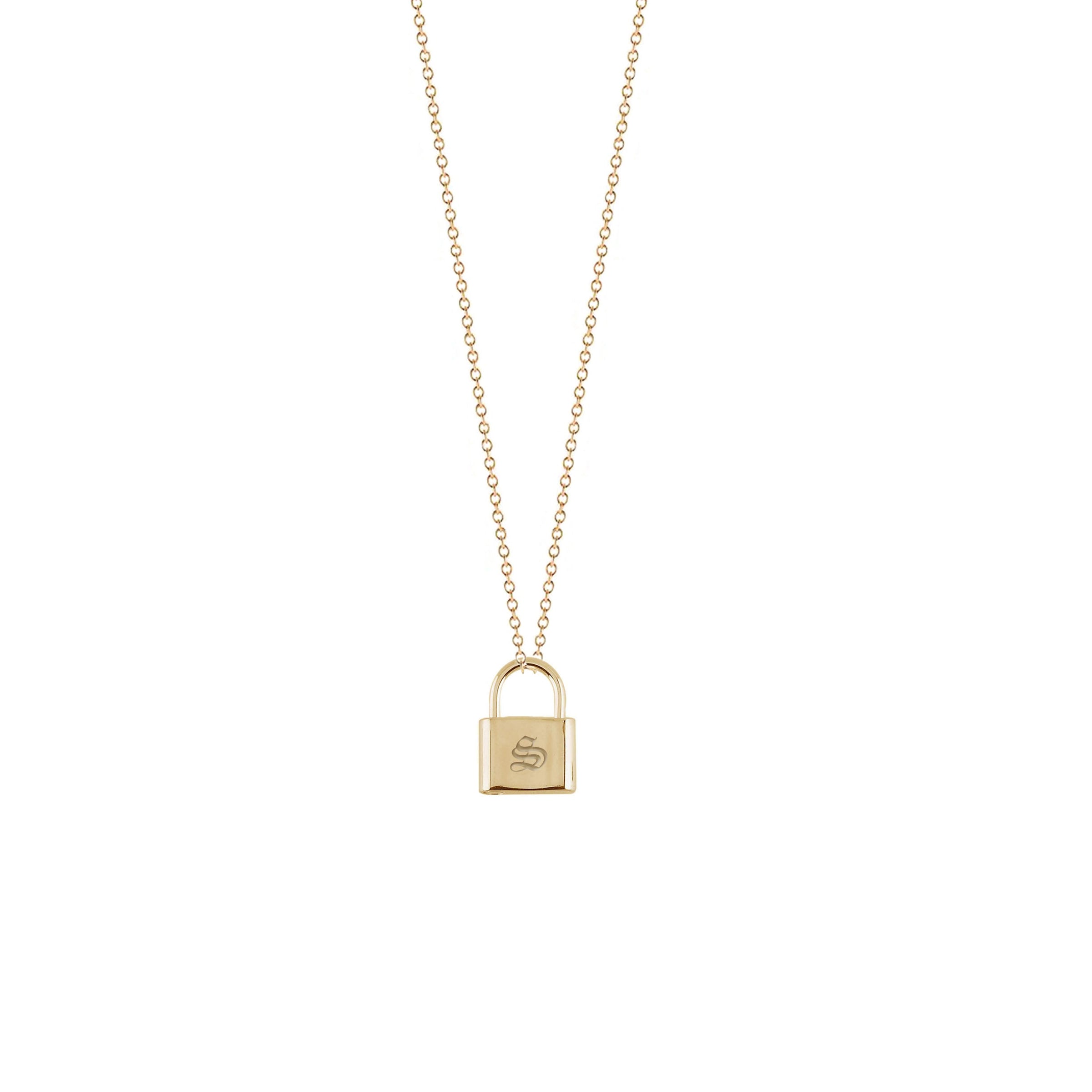 Padlock Initial Charm Necklace