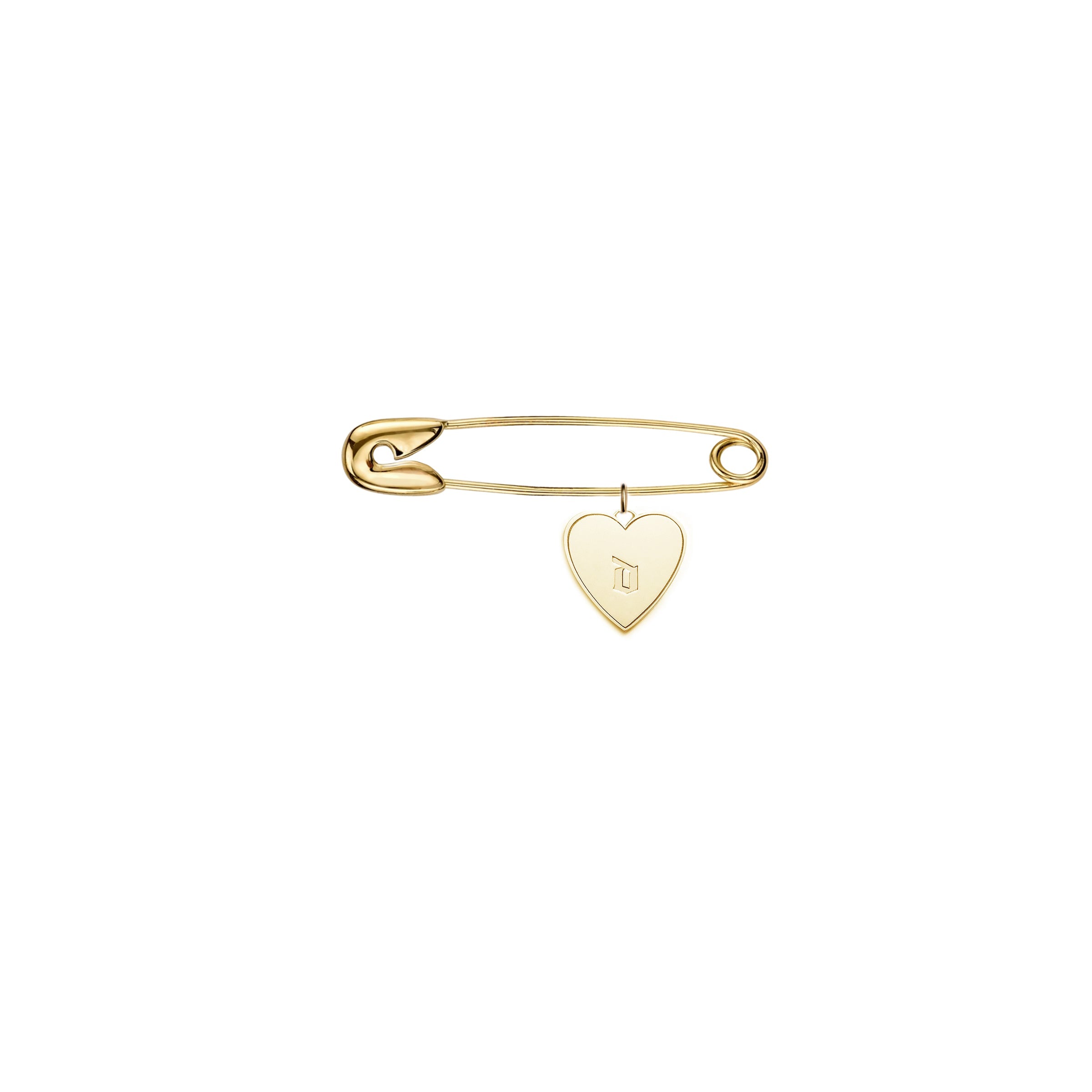 Baby Safety Pin Initial Heart Charm