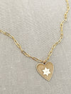 Heart Star of David Diamond Paperclip Necklace