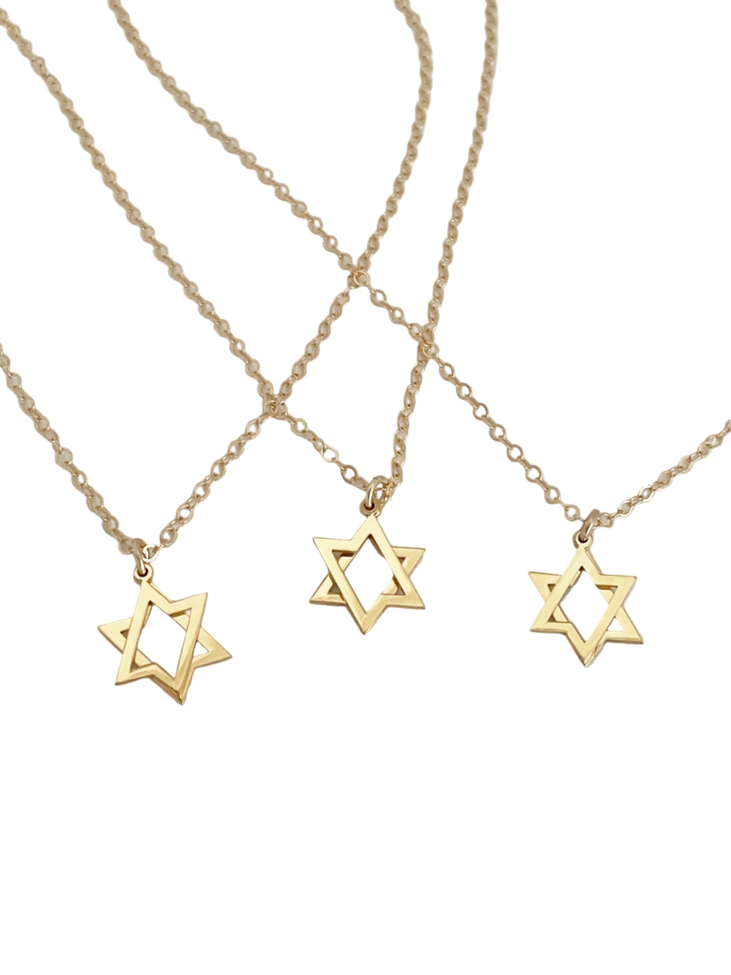 Or Movable Star of David Necklace