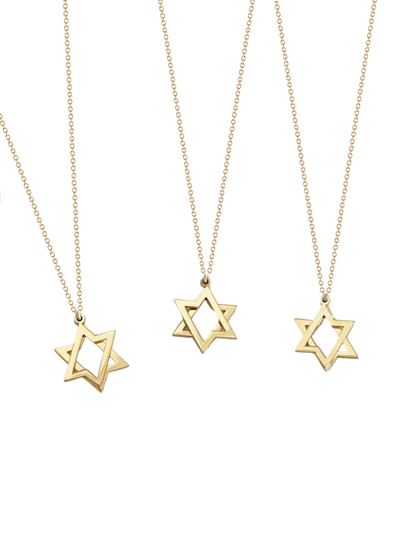 Or Movable Star of David Necklace I