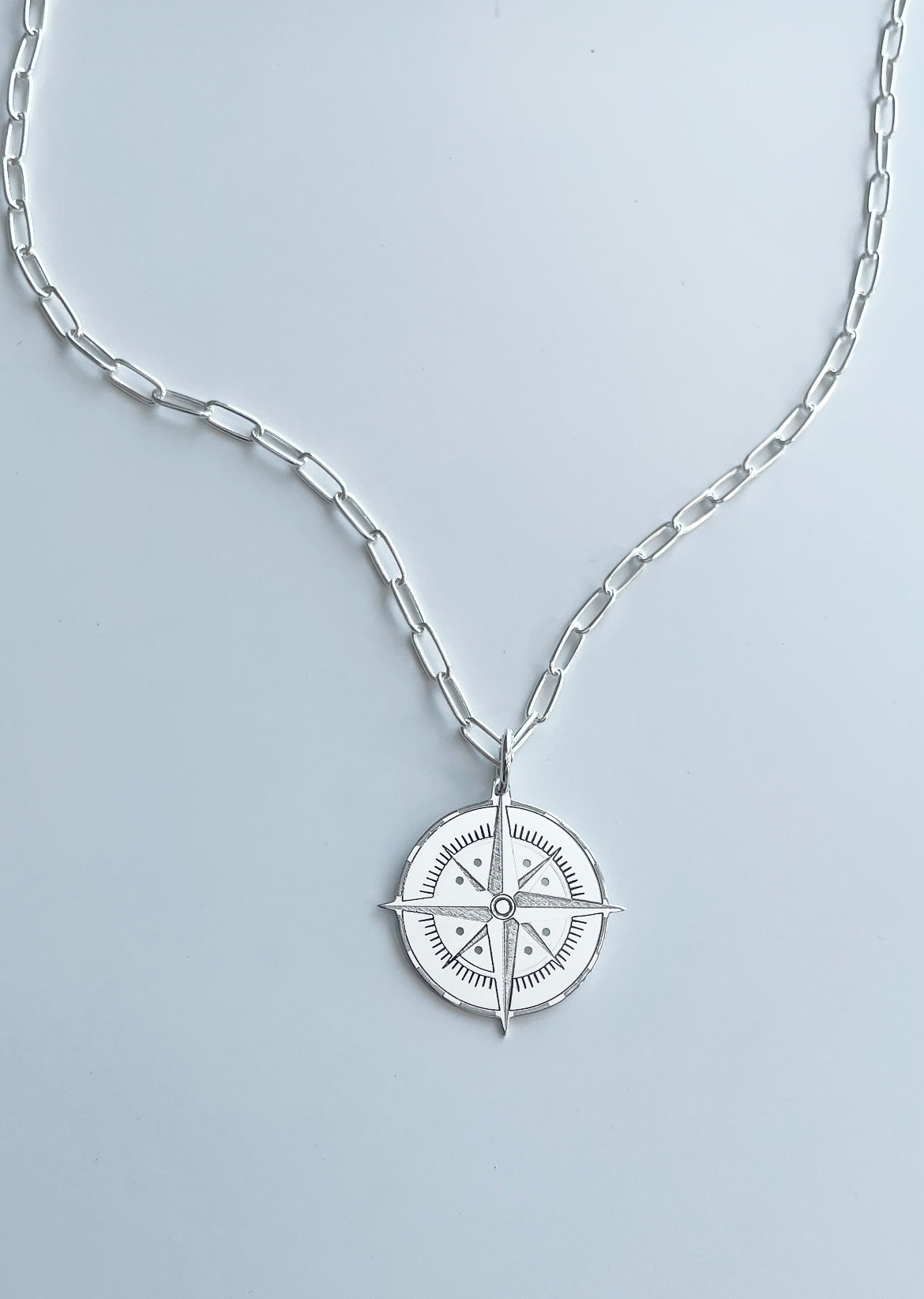 North Compass Medallion Paperclip Necklace
