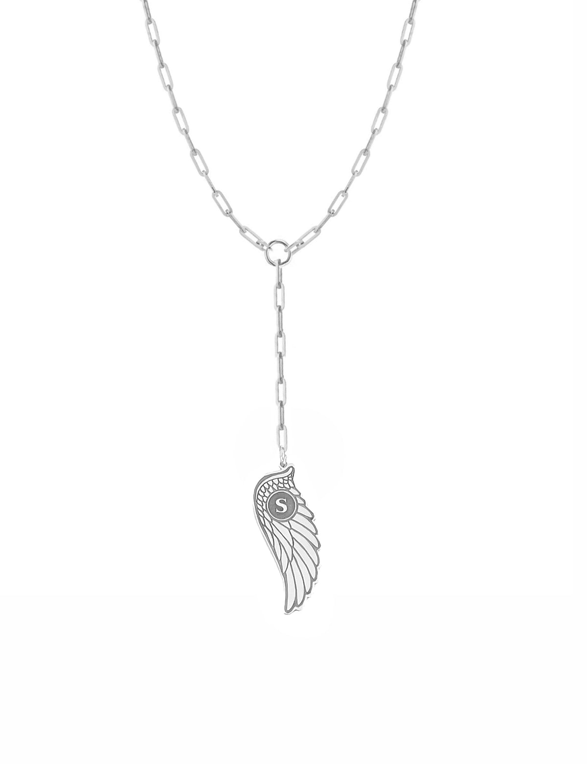 Wing Initial Paperclip Lariat