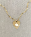 Heart Star of David Diamond Paperclip Necklace