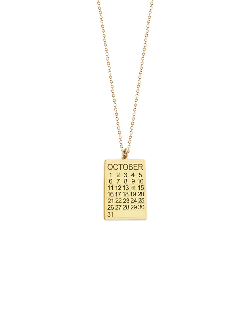 Calendar Diamond Charm Necklace