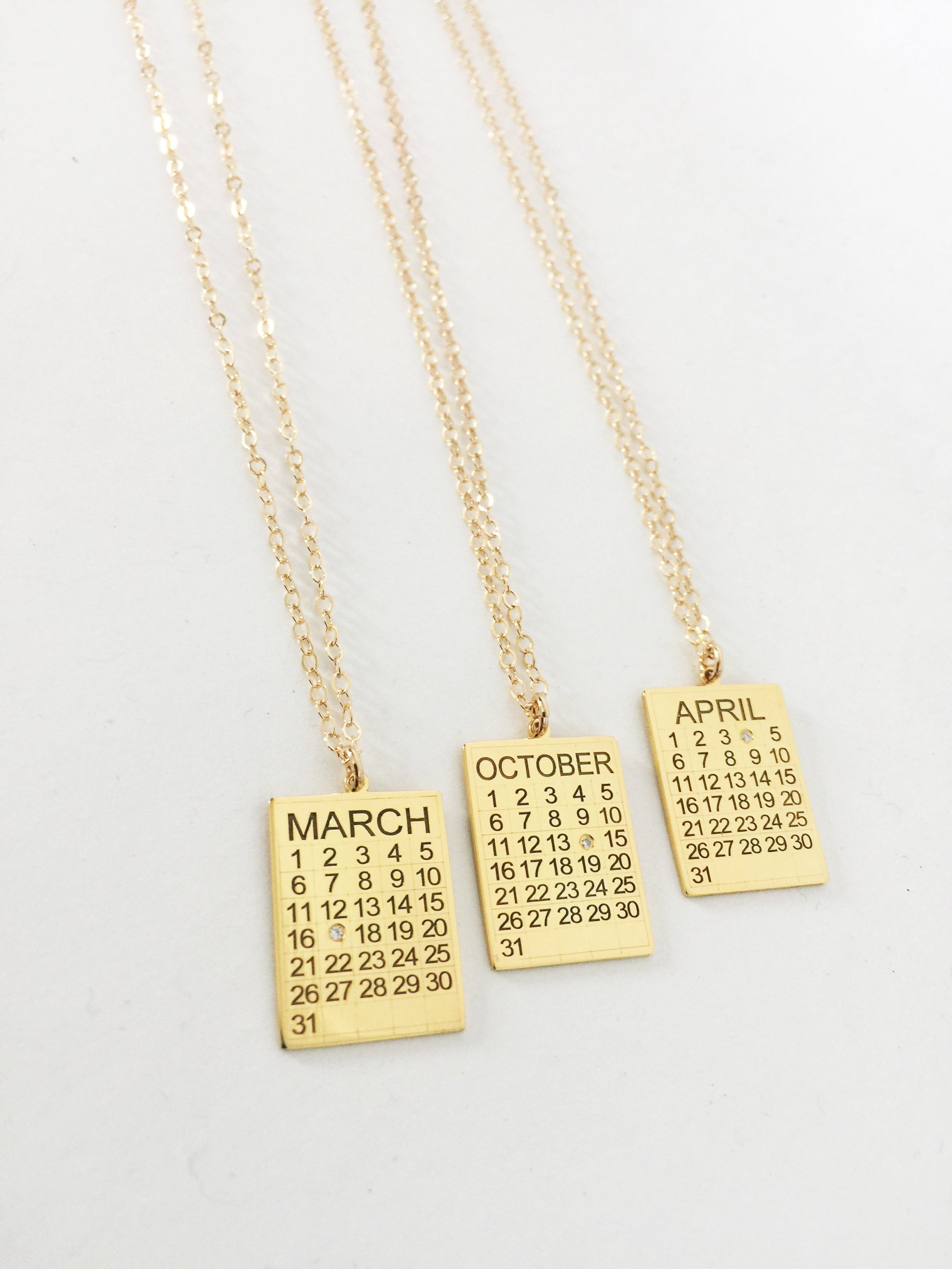 Calendar Diamond Charm Necklace