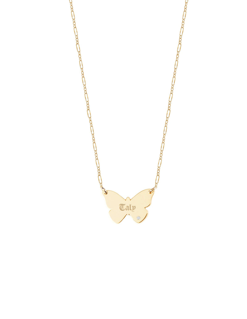 Personalized Diamond Butterfly Necklace