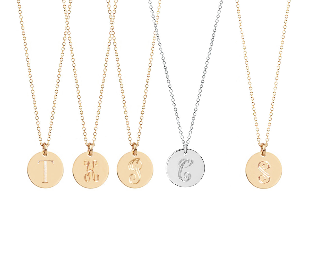 Sandy Initial Disc Necklace