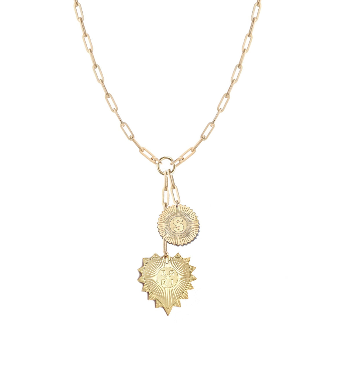 Vesta Initial and Heart Initials Medallion Necklace