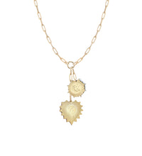 Vesta Initial Heart and Crescent Moon Medallion Necklace